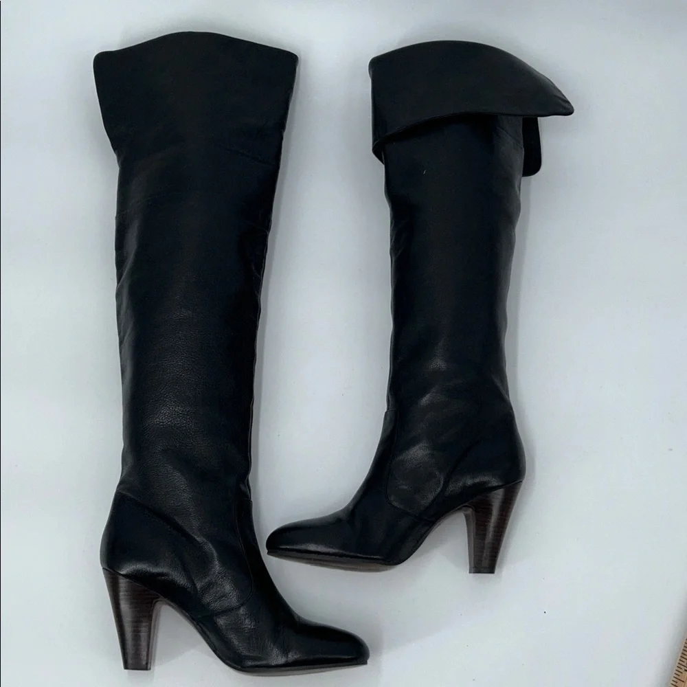 ASH Black Leather Knee-High Heeled Boots Women’s EU 39 / US 8–8.5